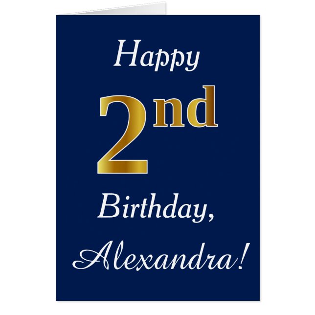 Blau, Imitate Gold 2. Geburtstag + Individuelle Na (Vorne)