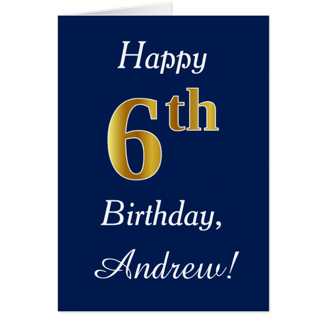 Blau, Imitate Gold 6. Geburtstag + Individuelle Na (Vorne)