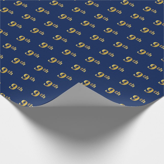 Blau, Imitate Gold 9. (9.) Event Wrapping Paper Geschenkpapier (Ecke)