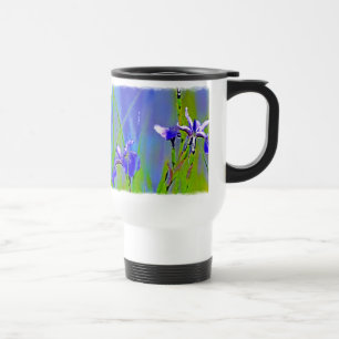 Blau Iris Aquarell Reisebecher