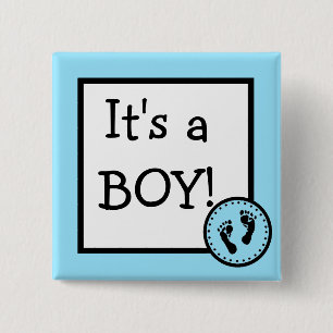 Blau ist es ein Junge mit Baby-Abdrücken Button