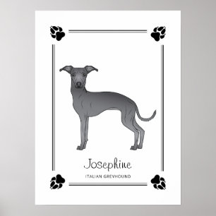 Blau-Italienischer Grauhund mit Pasten und benutze Poster