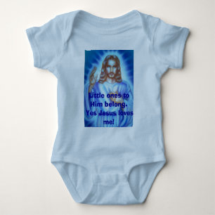Blau Jesus Bild, Kleine zu Ihm gehören. ... Baby Strampler
