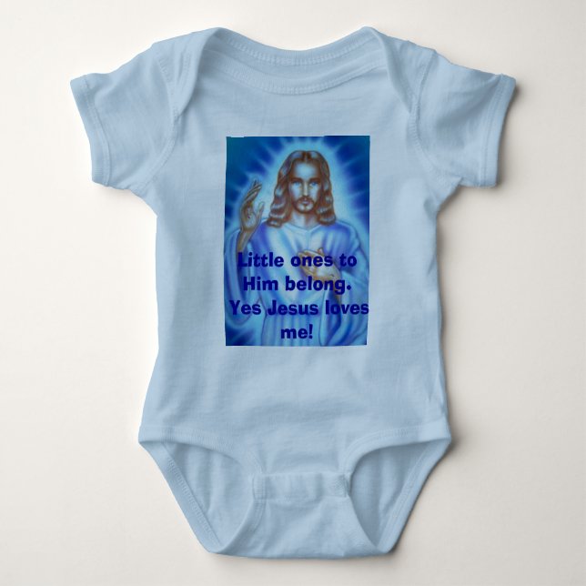 Blau Jesus Bild, Kleine zu Ihm gehören. ... Baby Strampler (Vorderseite)