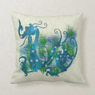Blau Jeweled Drache Kissen