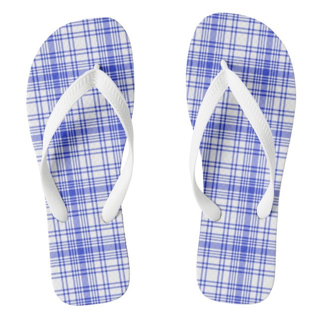 Blau Kariert 2 Flip Flops (Fußbett)