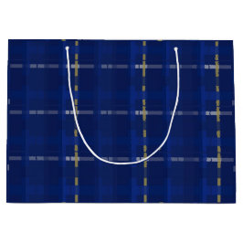 Blau kariert auf Blues, Gold & Silber Große Geschenktüte