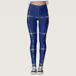 Blau kariert auf Blues, Gold & Silber Leggings