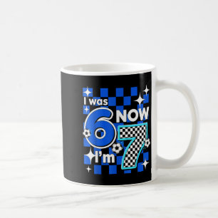 Blau kariert Ich war 6 Jetzt bin ich 7 Geburtstag  Kaffeetasse