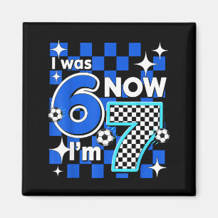 Blau kariert Ich war 6 jetzt bin ich 7 Geburtstag Magnet