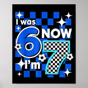 Blau kariert Ich war 6 jetzt bin ich 7 Geburtstag  Poster