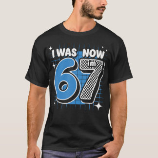 Blau kariert Ich war 6 jetzt bin ich 7 Geburtstags T-Shirt