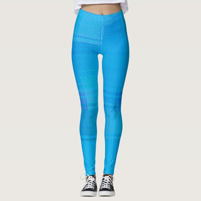Blau Kariert Leggings (Vorderseite)