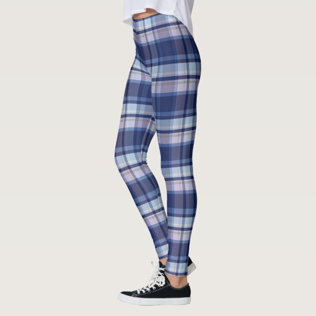 Blau Kariert Leggings (Links)