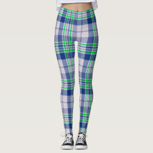 Blau Kariert mit grünen Leggings