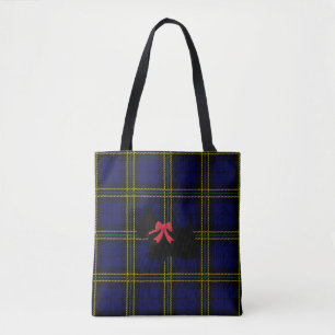 Blau kariert mit Scottish Terrier mit rotem Bugbog