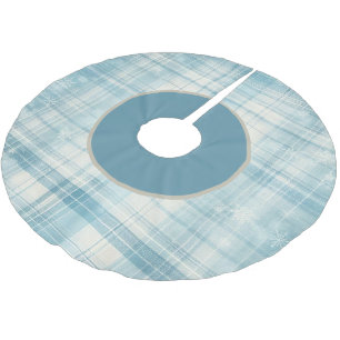 Blau Kariert Polyester Weihnachtsbaumdecke
