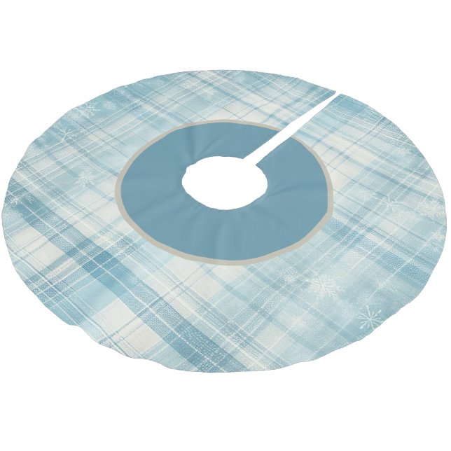 Blau Kariert Polyester Weihnachtsbaumdecke (Schrägansicht)