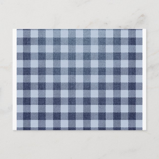 Blau Kariert Postkarte (Vorderseite)