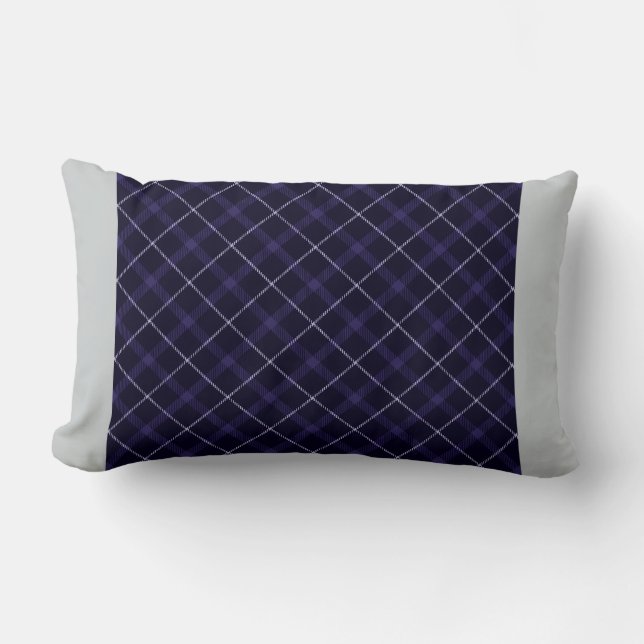 Blau Kariert / Tartan mit soliden Seitenstreifen Lendenkissen (Vorderseite)