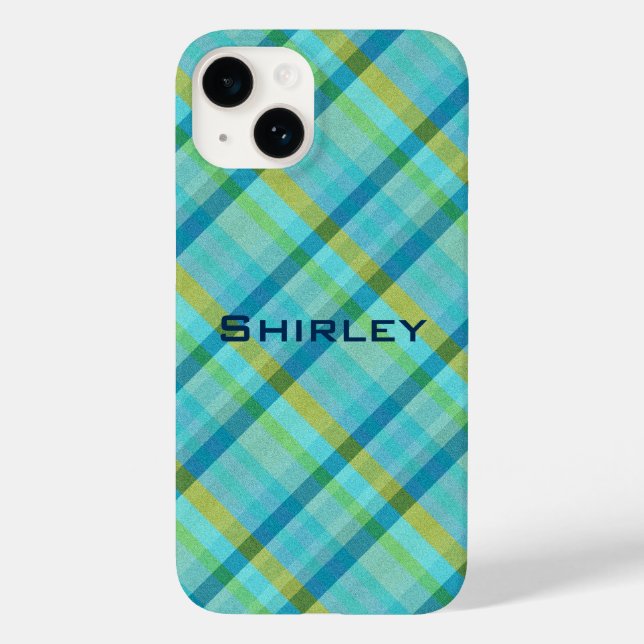 Blau Kariert von Shirley Taylor Case-Mate iPhone Hülle (Rückseite)