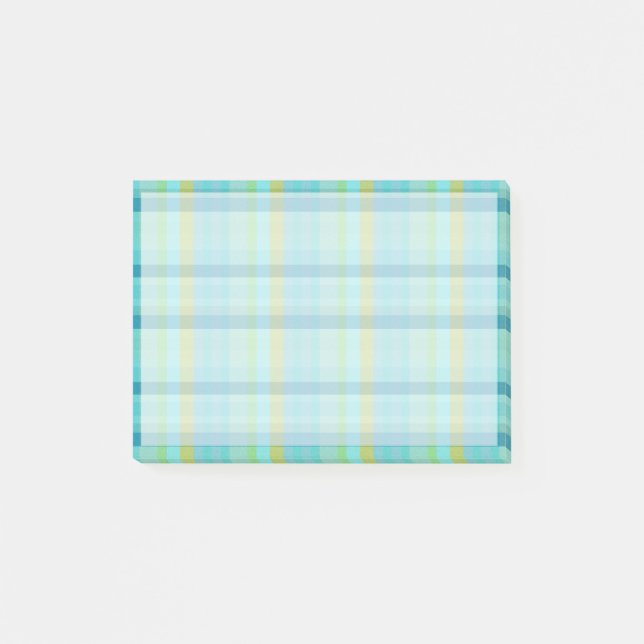 Blau Kariert von Shirley Taylor Post-it Klebezettel (Vorderseite)