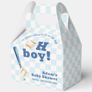 Blau karierter Baseball-Schläger-Junge-Baby-Party Geschenkschachtel