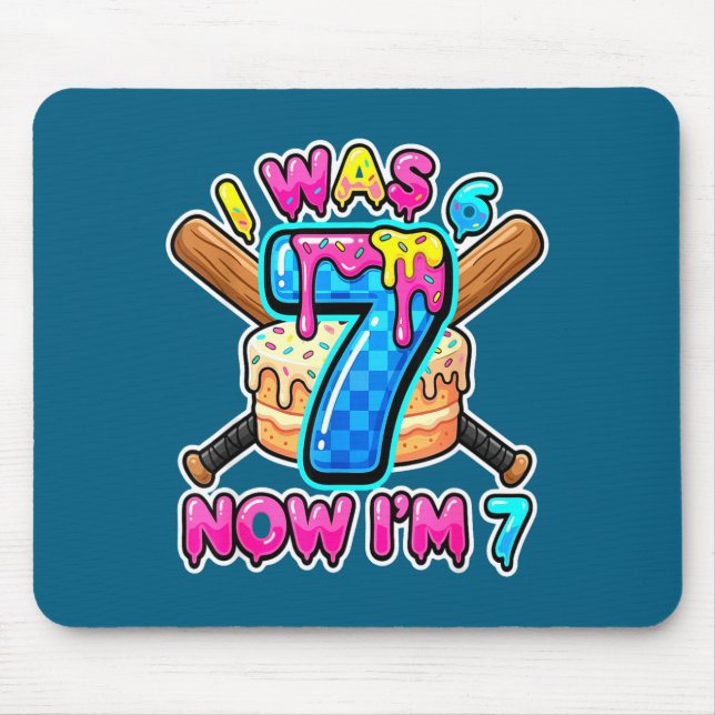 Blau karierter Ich war 6 jetzt bin ich 7 Geburtsta Mousepad (Vorne)