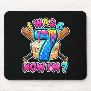 Blau karierter Ich war 6 jetzt bin ich 7 Geburtsta Mousepad