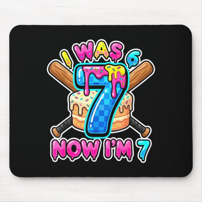 Blau karierter Ich war 6 jetzt bin ich 7 Geburtsta Mousepad (Vorne)