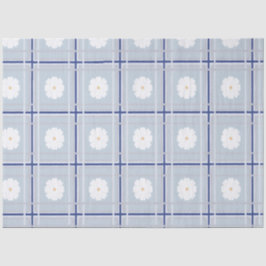 Blau kariertes Gänseblümchen-Muster Seidenpapier