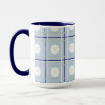 Blau kariertes Gänseblümchen-Muster