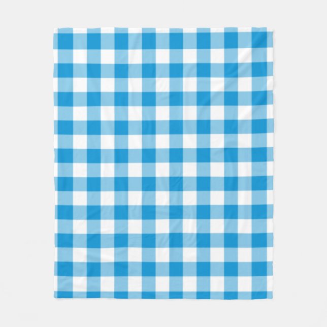 Blau kariertes nahtloses Quadratmuster  Fleecedecke (Vorderseite)