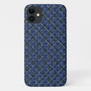 Blau kariertes Quadrat mit pixeligen Punkten Case-Mate iPhone Hülle