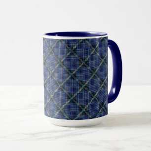 Blau kariertes Quadrat mit pixeligen Punkten Tasse