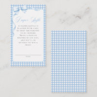 Blau kariertes Schleifenwindel Tombola Baby Shower