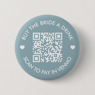Blau Kaufen Sie der Braut ein Getränk QR Code Button