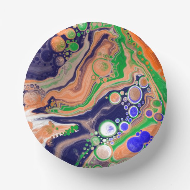 Blau, Koralle und Grüne Farbflüsse Kunst Pappteller (Vorderseite)