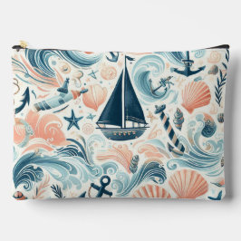 BLAU & KORALLEN NAUTISCHES SOMMERMOTIV ZUBEHÖRTASCHE