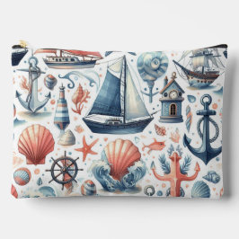 BLAU & KORALLEN NAUTISCHES SOMMERMOTIV ZUBEHÖRTASCHE