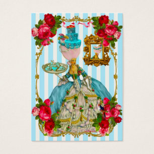Blau-Kuchen und rosa Rosen-Tee-Geschäfts-Karten