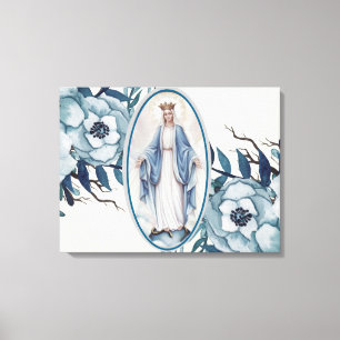 Blau   Lady of Grace   Jungfrau Mary   Spitze Leinwanddruck