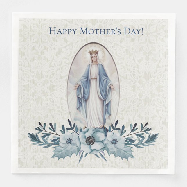 Blau | Lady of Grace | Jungfrau Mary | Spitze Serviette (Vorderseite)