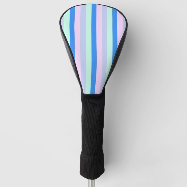 Blau, Lavendel, Rosa und Pastellfarben Grüne Strei Golf Headcover (Vorderseite)
