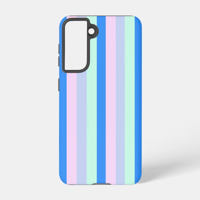 Blau, Lavendel, Rosa und Pastellfarben Grüne Strei Samsung Galaxy Hülle (Rückseite)