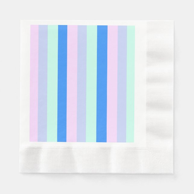Blau, Lavendel, Rosa und Pastellfarben Grüne Strei Serviette (Vorderseite)