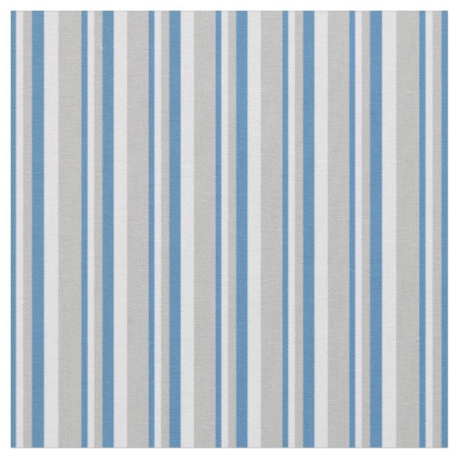 Blau, Lavendel und Graues Streifen-/Blattmuster Stoff (Nahaufnahme)