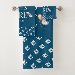 Blau | LIEBE LEBT HIER | Stilvoll anpassbar Badhandtuch Set