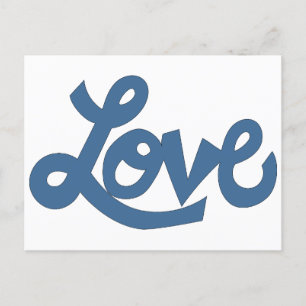 Blau // LIEBE text in whimsical Cartoon cursive Postkarte