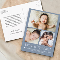 Blau Liebe und Danke Baby Foto Geburtsanzeige
